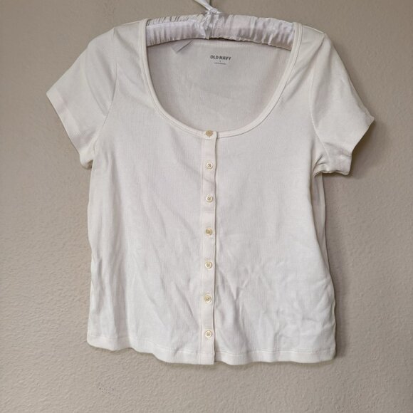 Old Navy Women's Plush Ribbed Short Sleeve Scoop Neck T-Shirt Size Large - Picture 2 of 7